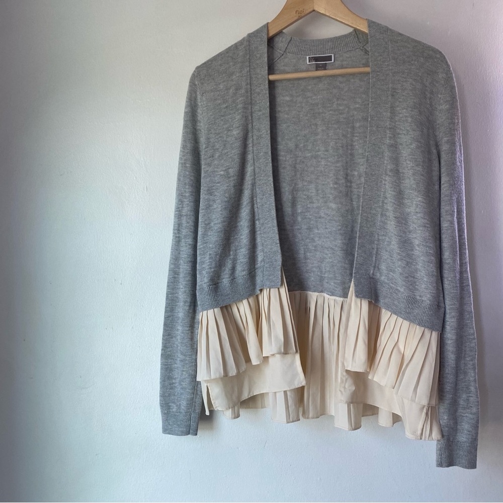 Chelsea28 XS Knitted Pleated Open Front Cardigan